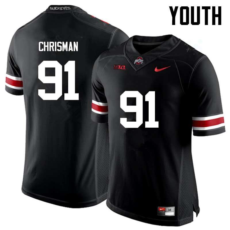 Youth Ohio State Buckeyes #91 Drue Chrisman College Football Jerseys Game-Black